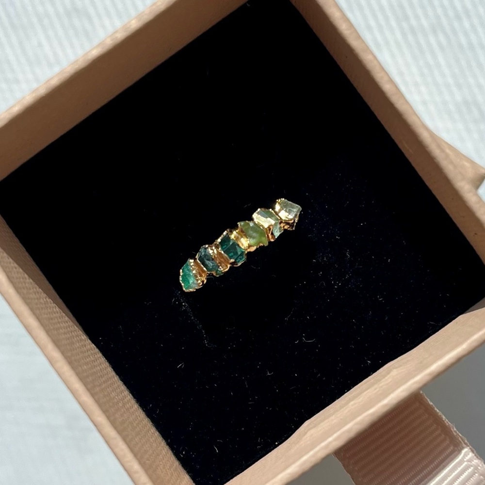 Ombré Emerald 14k Gold Ring over Bronze